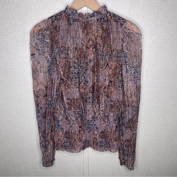 Joie Size Large Metallic Longsleeve High Neckline Top with Stretchy Waist - Picture 10 of 10